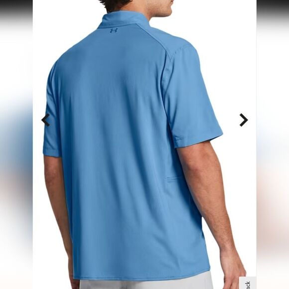 Under Armour Shorebreak Hybrid Woven Short Sleeve Button Viral/Photon Blue XL - Picture 2 of 11